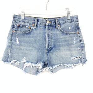 Agolde Parker Cut Off Denim Shorts Womens Size 28 Light Wash Distressed